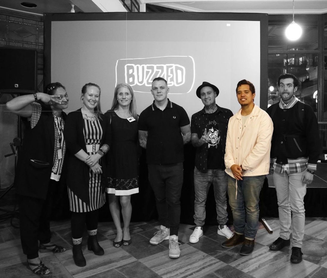 Tyrone with community members at a Buzzed event in Auckland